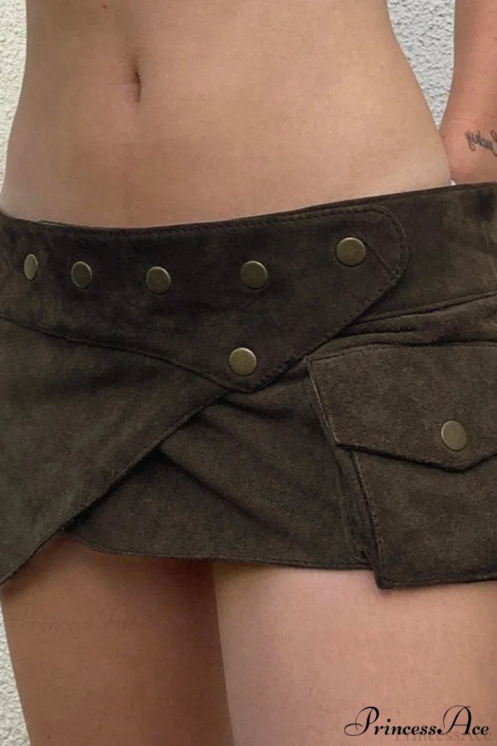 Vintage Low Waist Studded Mini Skirt image 2