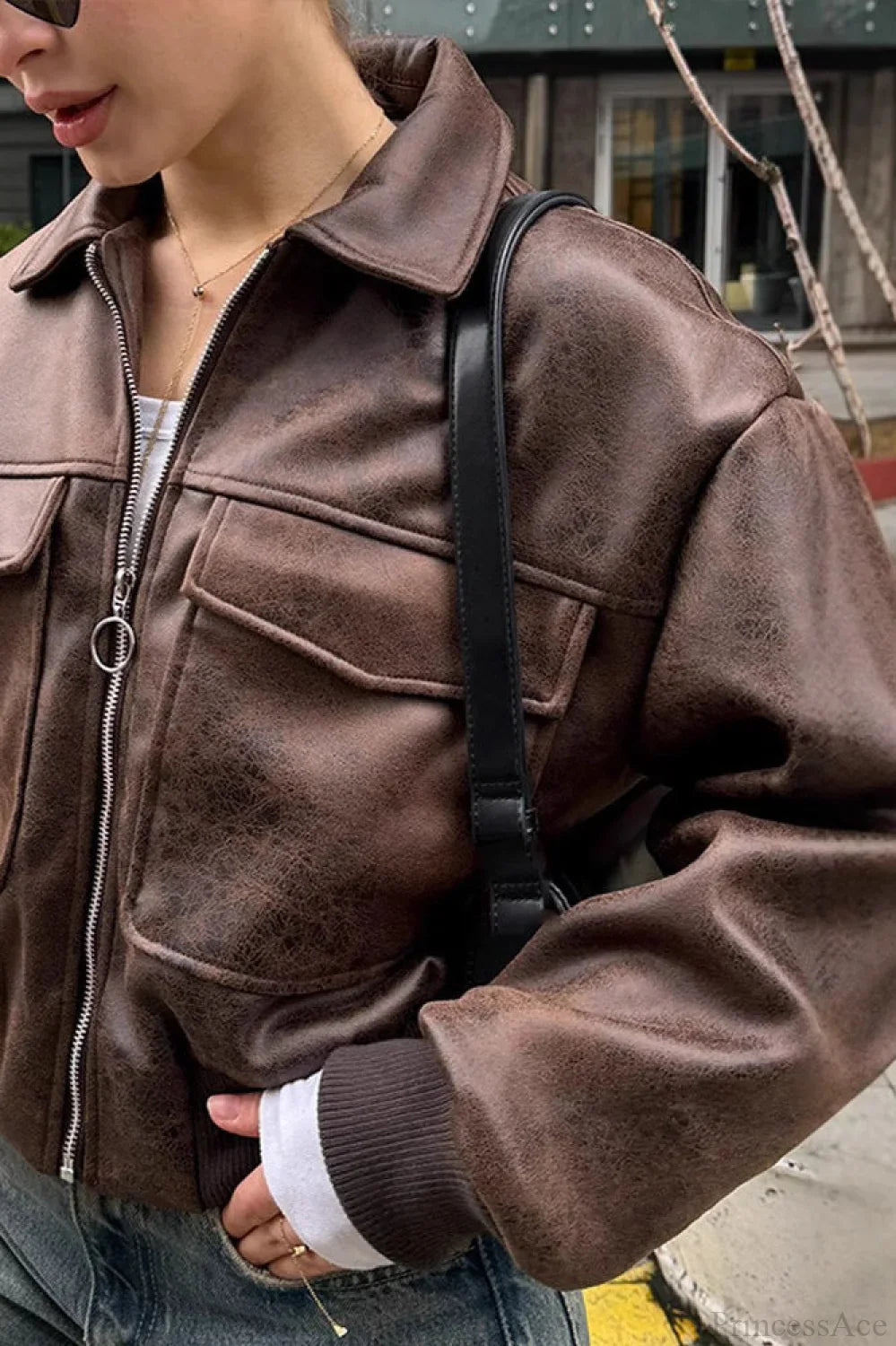 Vintage Maillard Bomber Lapel Leather Jacket image 2