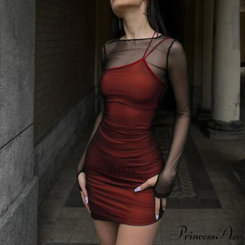 Vintage Mesh Sheer Long Sleeve Mini Dress image 6