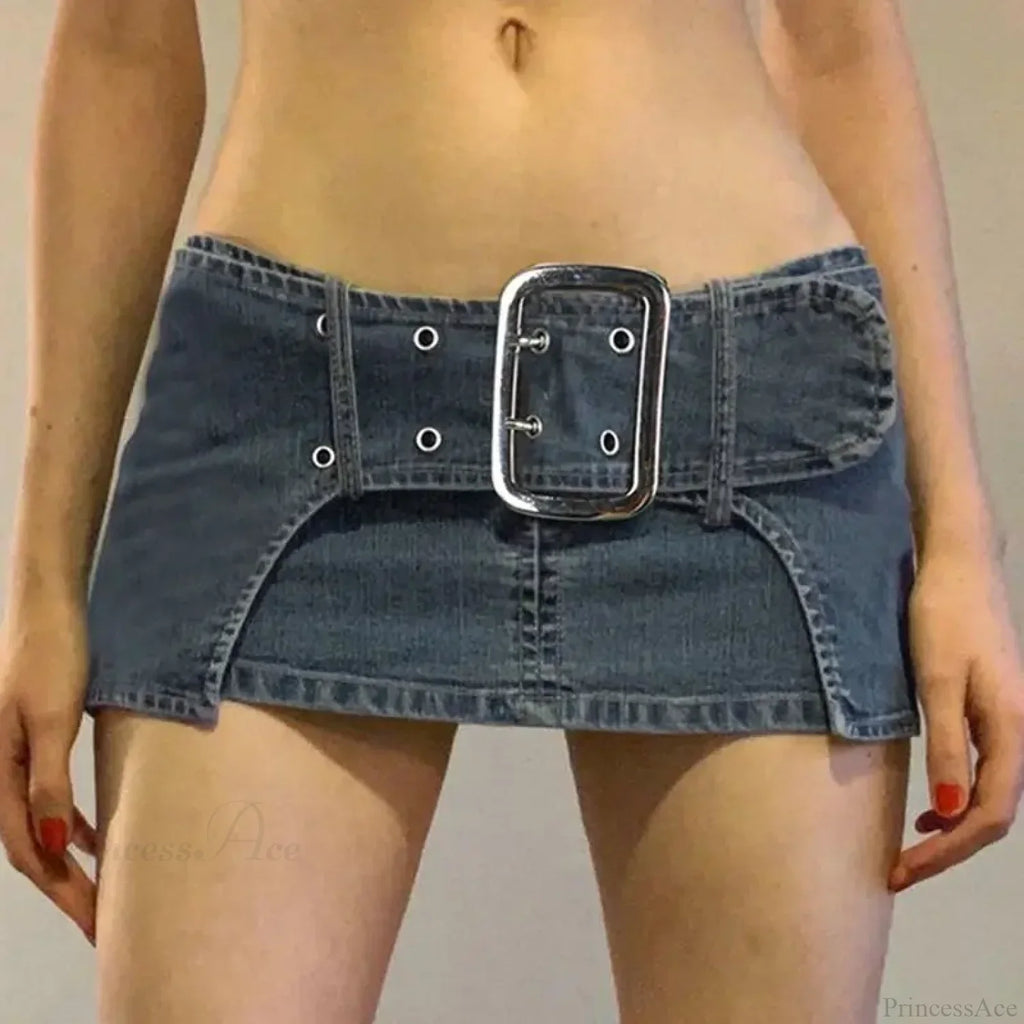 Vintage Metal Buckle Denim Skirt image 3