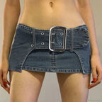 Vintage Metal Buckle Denim Skirt image 3