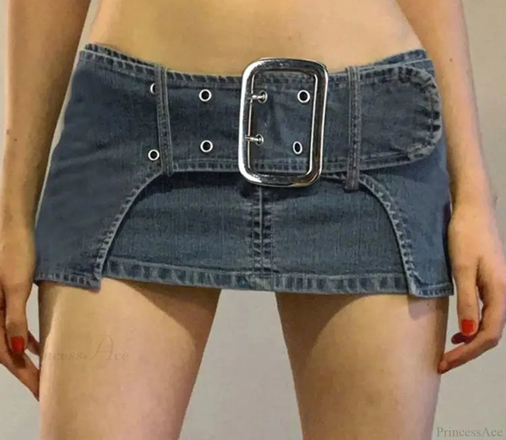 Vintage Metal Buckle Denim Skirt image 1