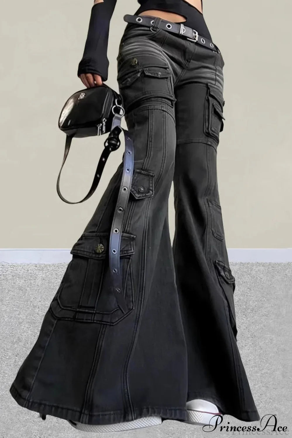 Vintage Multi-pocket Y2K Slim Flare Jeans image 2