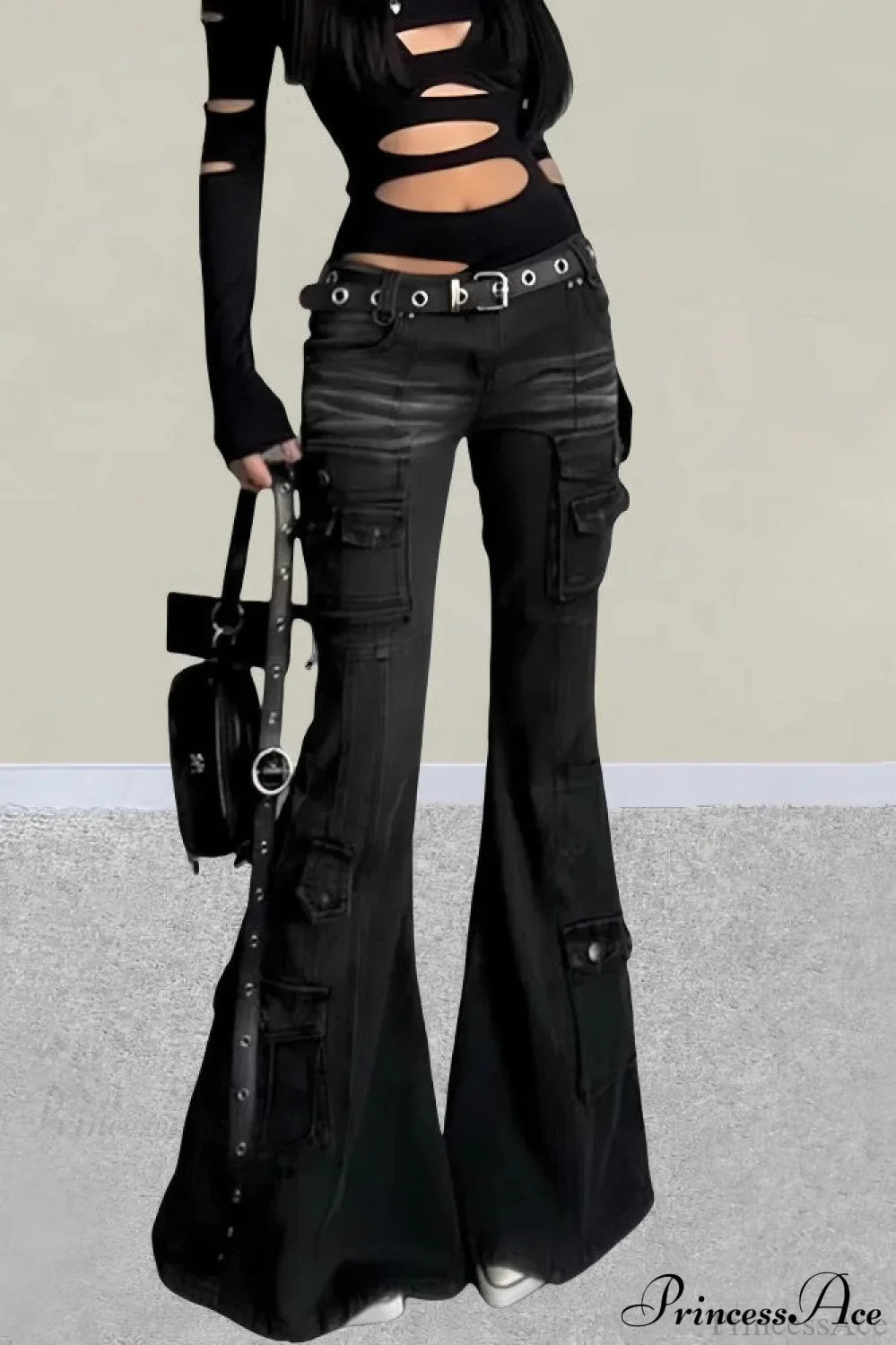 Vintage Multi-pocket Y2K Slim Flare Jeans image 1