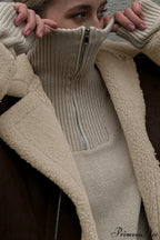 Vintage Oversized Suede Sherpa-Lined Coat image 5
