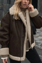Vintage Oversized Suede Sherpa-Lined Coat image 2