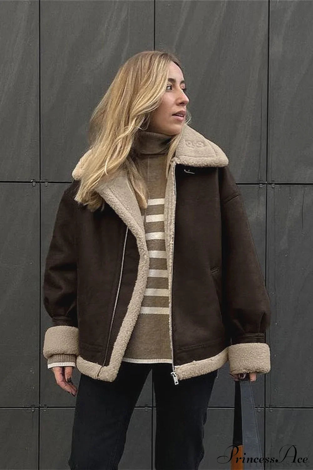 Vintage Oversized Suede Sherpa-Lined Coat image 1