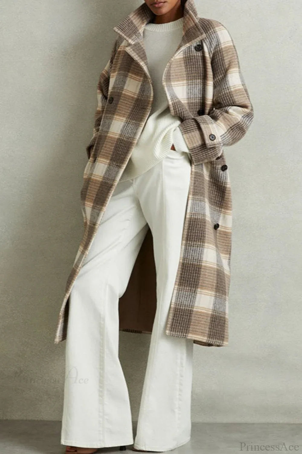 Vintage Plaid Belted Wool Coat image 1