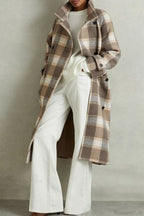 Vintage Plaid Belted Wool Coat image 1
