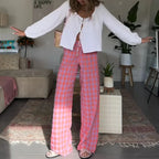 Vintage Plaid High Waist Loose Casual Aesthetic Pant image 1