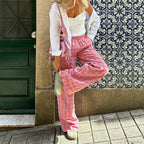 Vintage Plaid High Waist Loose Casual Aesthetic Pant image 5