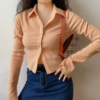 Vintage Plaid Long Sleeve Blouse image 4
