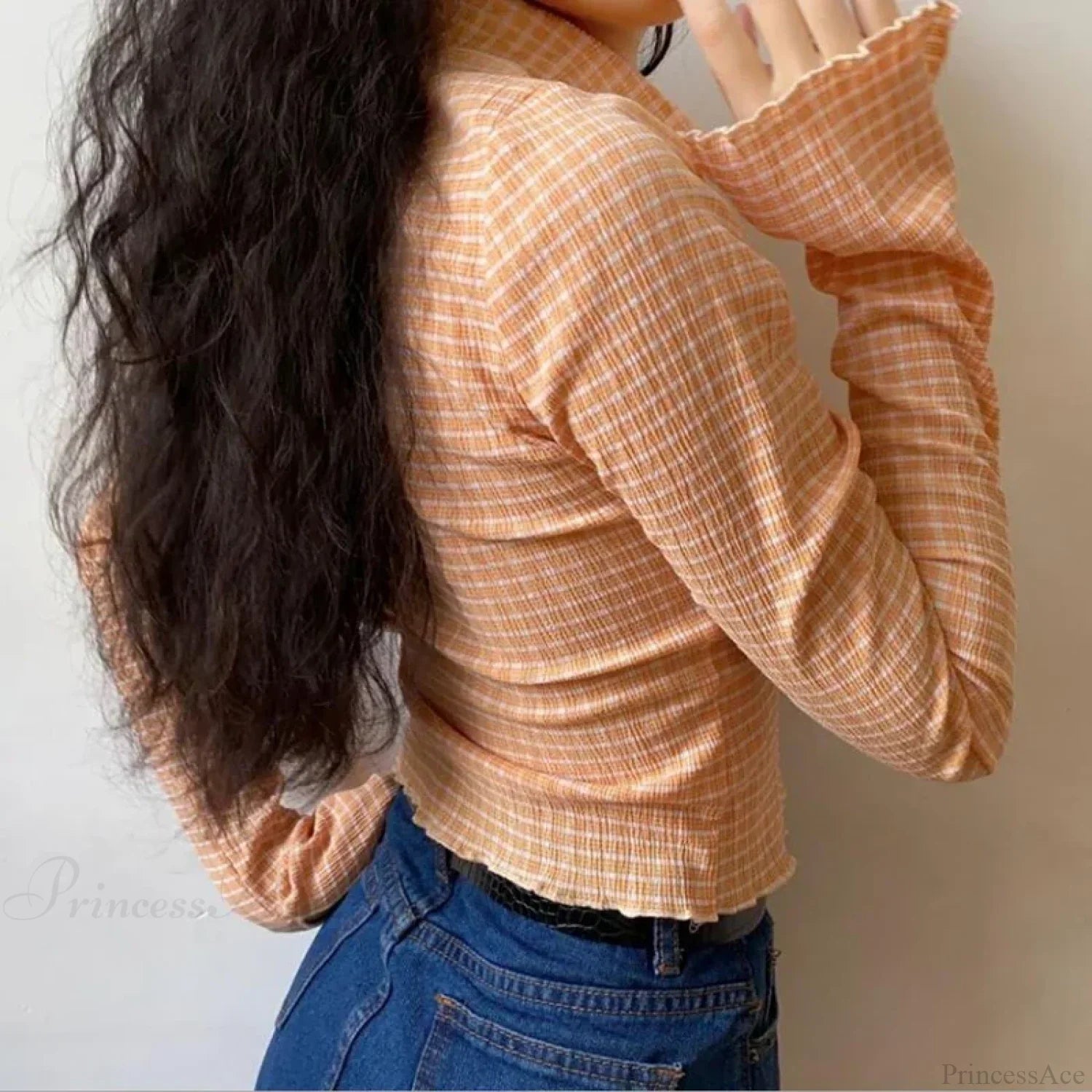 Vintage Plaid Long Sleeve Blouse image 5