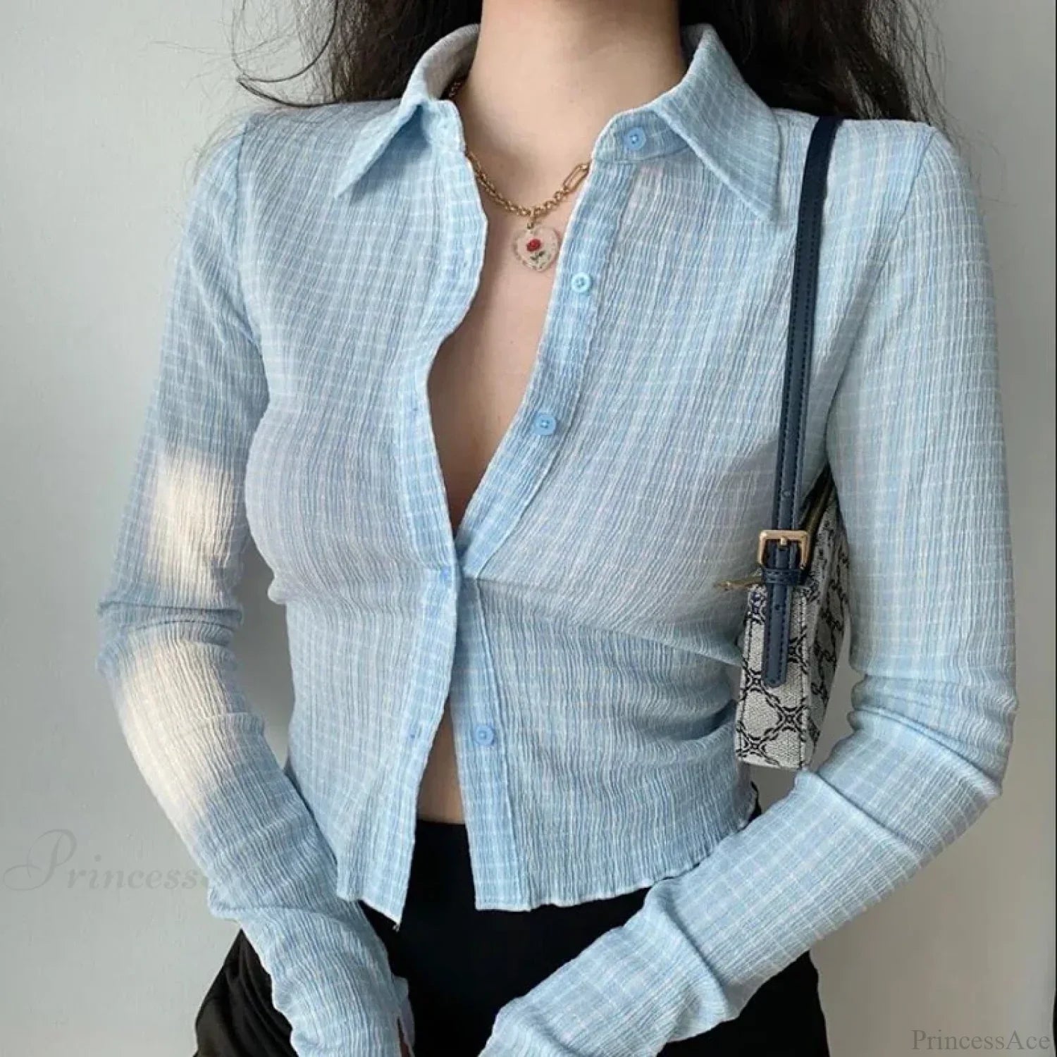 Vintage Plaid Long Sleeve Blouse image 1