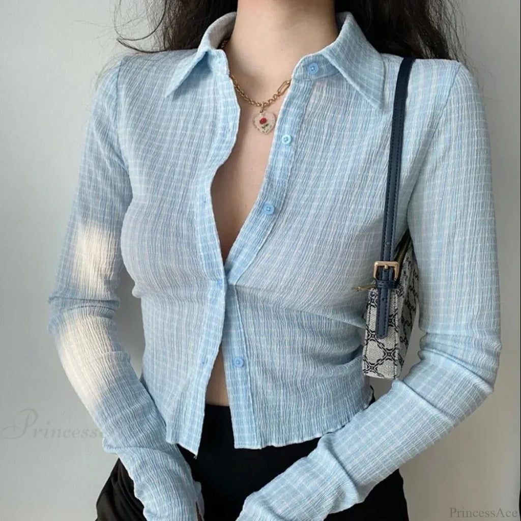 Vintage Plaid Long Sleeve Blouse image 7