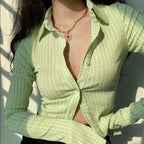 Vintage Plaid Long Sleeve Blouse image 6