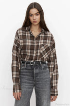 Vintage Plaid Pocket Long Sleeve Collared Blouse image 9