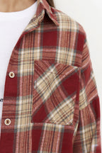 Vintage Plaid Pocket Long Sleeve Collared Blouse image 5