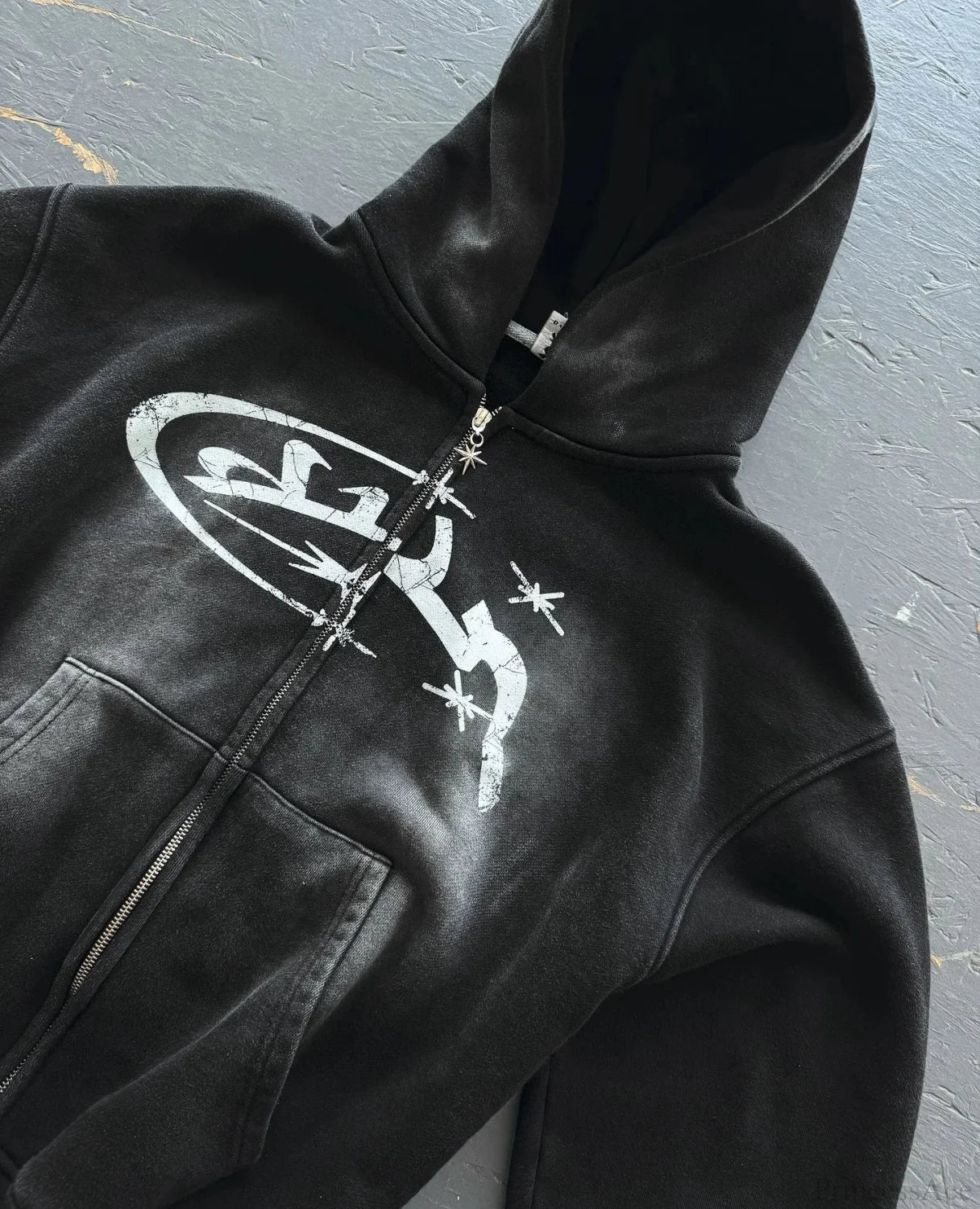 Vintage Print Zip Up Hoodie image 3