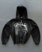 Vintage Print Zip Up Hoodie image 2