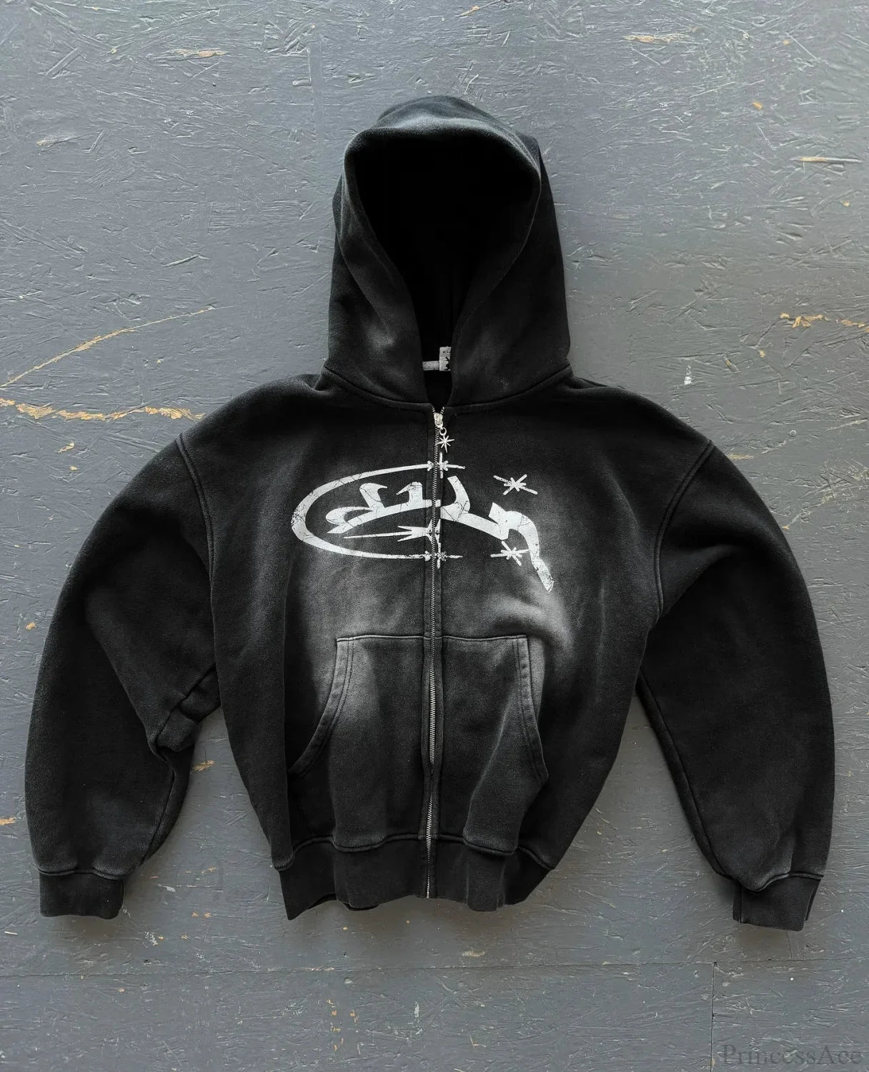 Vintage Print Zip Up Hoodie image 2