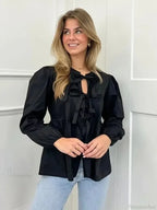 Vintage Puff Sleeve Bow Button Blouse image 5