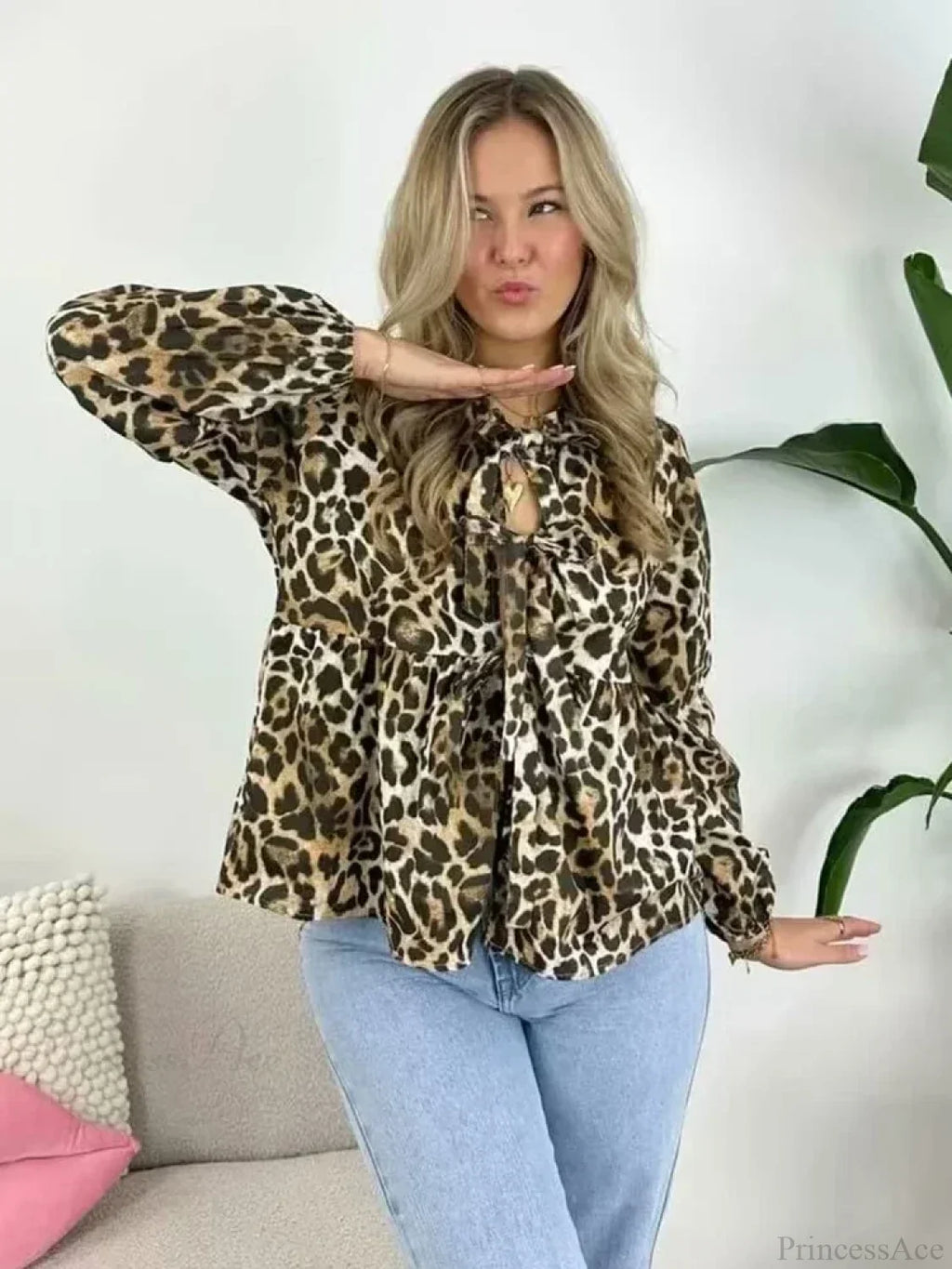 Vintage Puff Sleeve Bow Button Blouse image 6