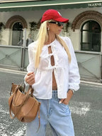 Vintage Puff Sleeve Bow Button Blouse image 4