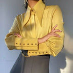 Vintage Satin Silk Turn Down Collar Blouse image 4