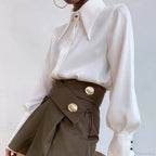 Vintage Satin Silk Turn Down Collar Blouse image 5