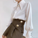 Vintage Satin Silk Turn Down Collar Blouse image 6
