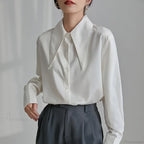 Vintage Satin Silk Turn Down Collar Blouse image 4
