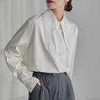 Vintage Satin Silk Turn Down Collar Blouse image 11