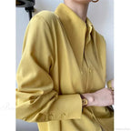 Vintage Satin Silk Turn Down Collar Blouse image 7