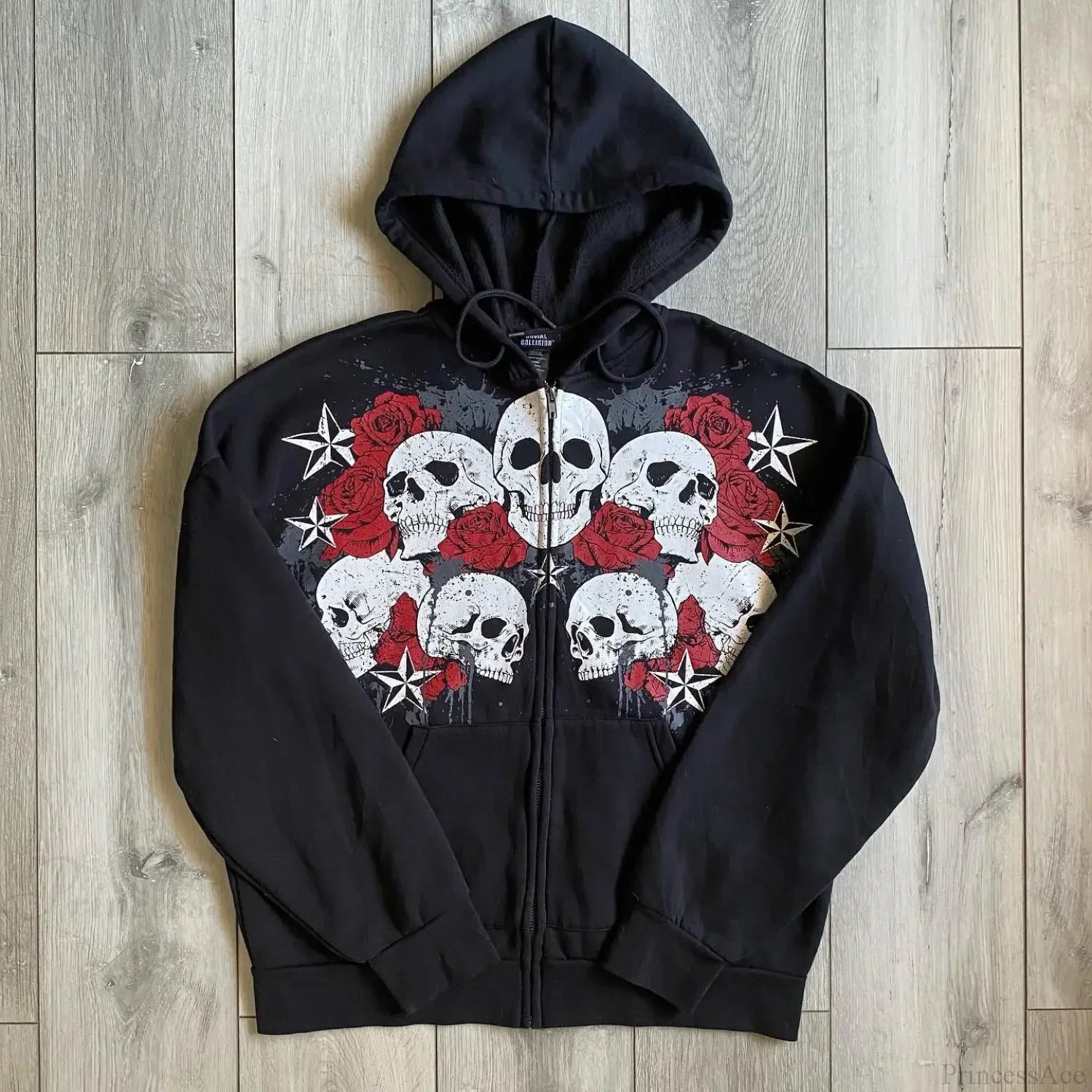 Vintage Skull Rose Print Hoodie image 1