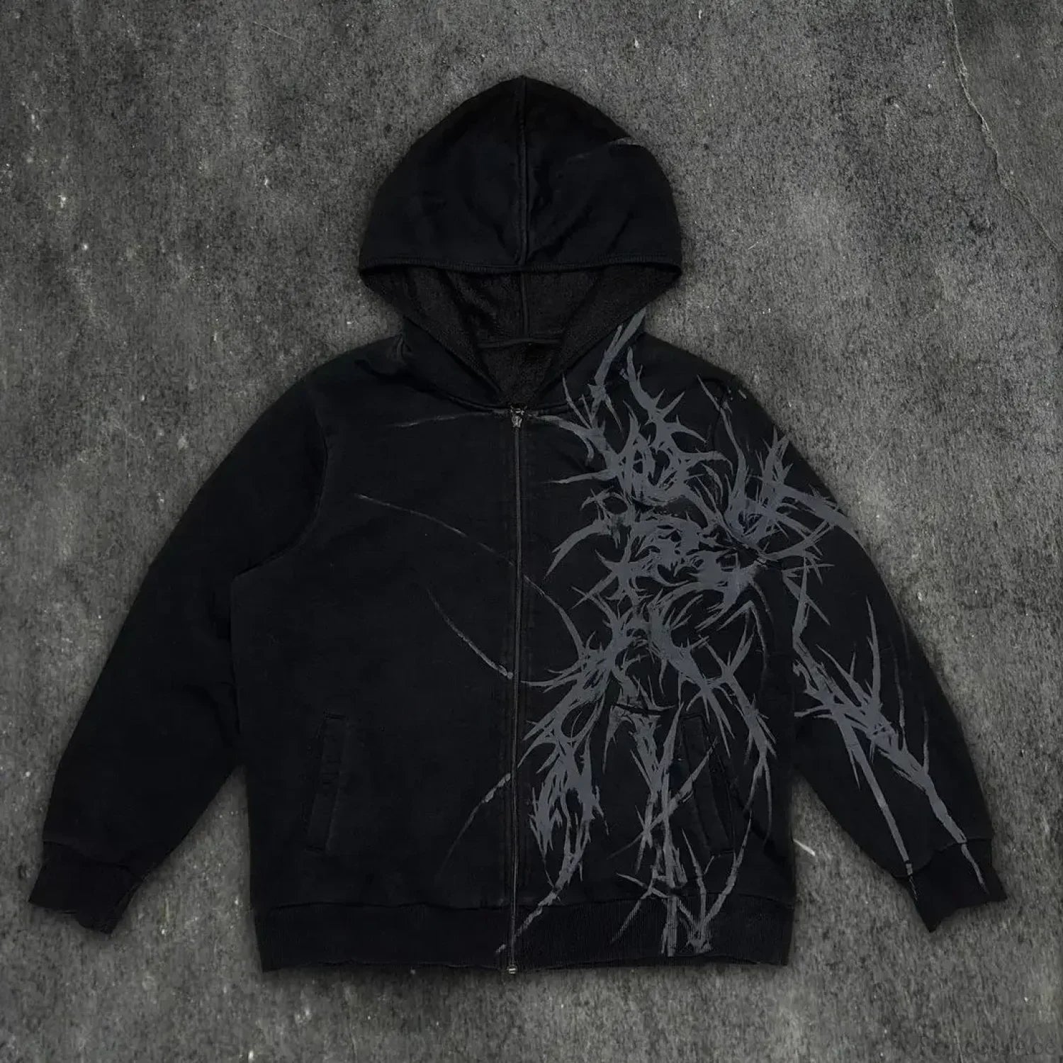 Vintage Skull Rose Print Hoodie image 3