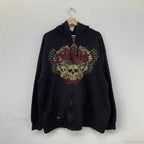 Vintage Skull Rose Print Hoodie image 9