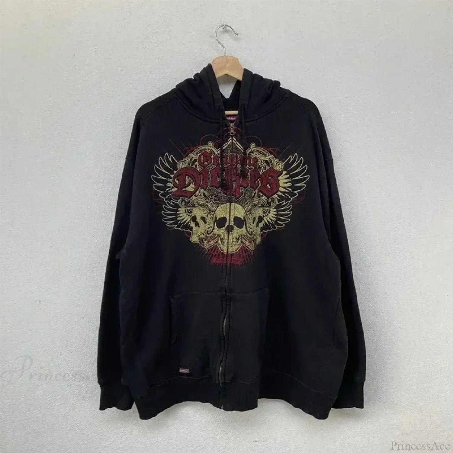 Vintage Skull Rose Print Hoodie image 9