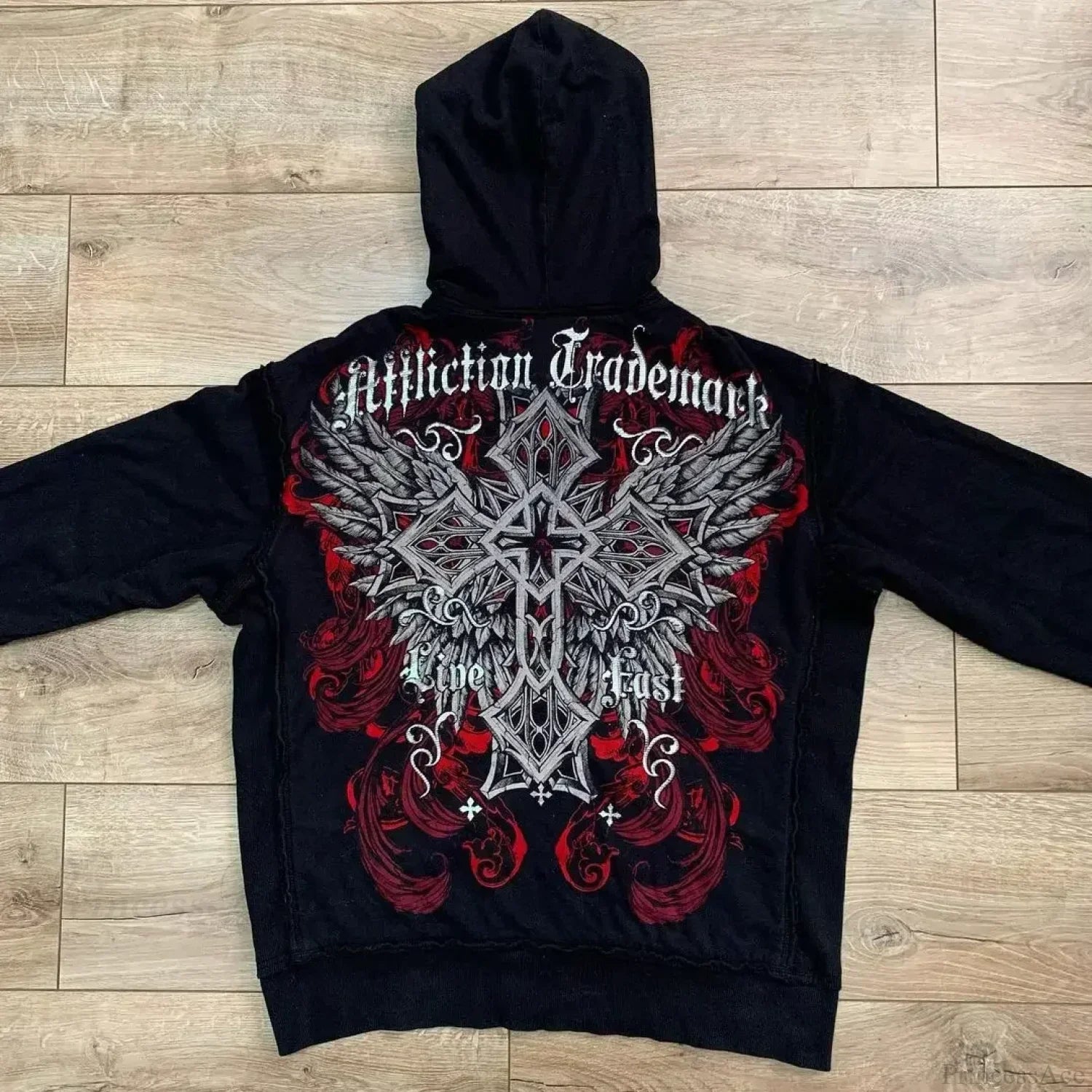 Vintage Skull Rose Print Hoodie image 12