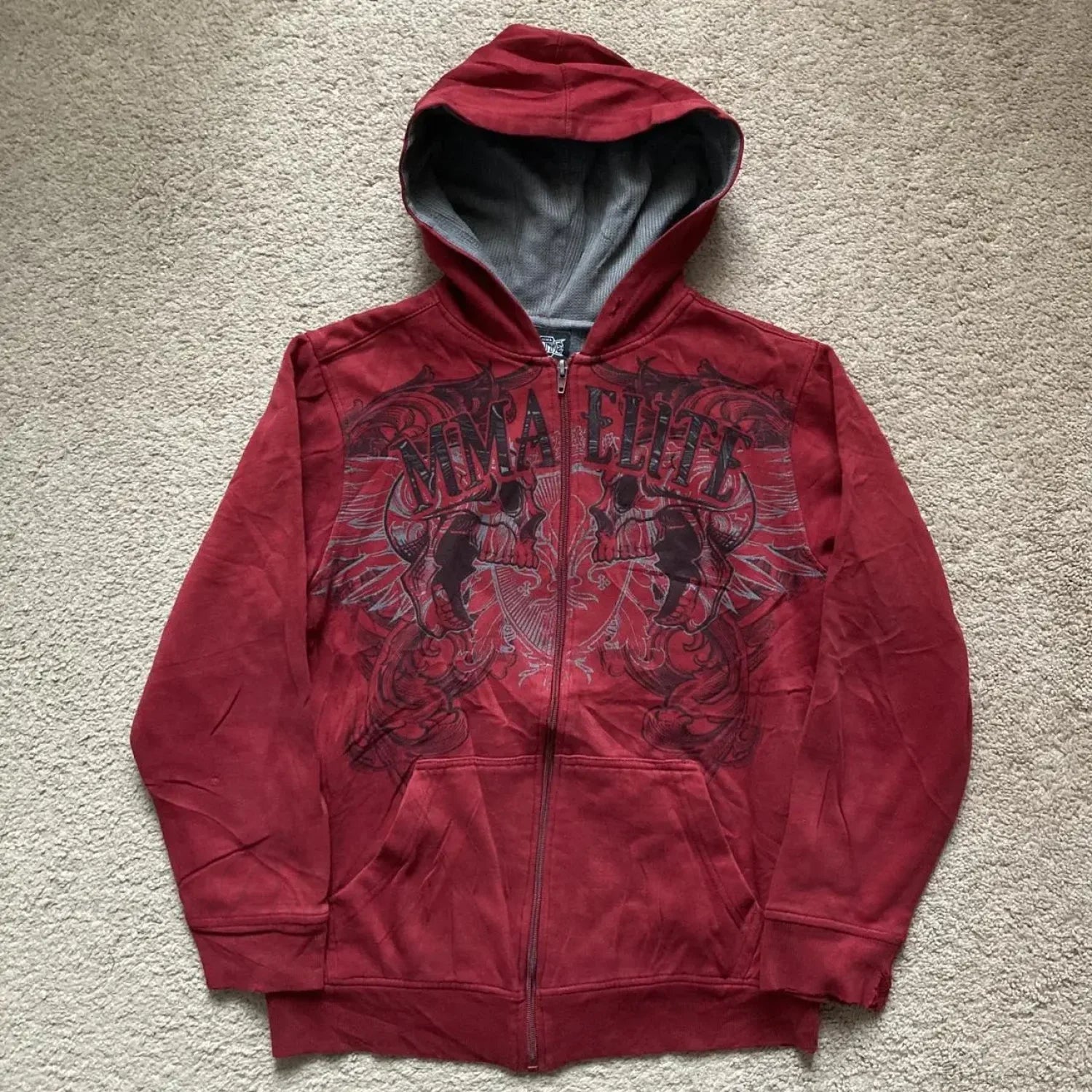 Vintage Skull Wing Zip Up Hoodie image 6