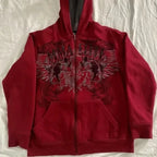 Vintage Skull Wing Zip Up Hoodie image 4