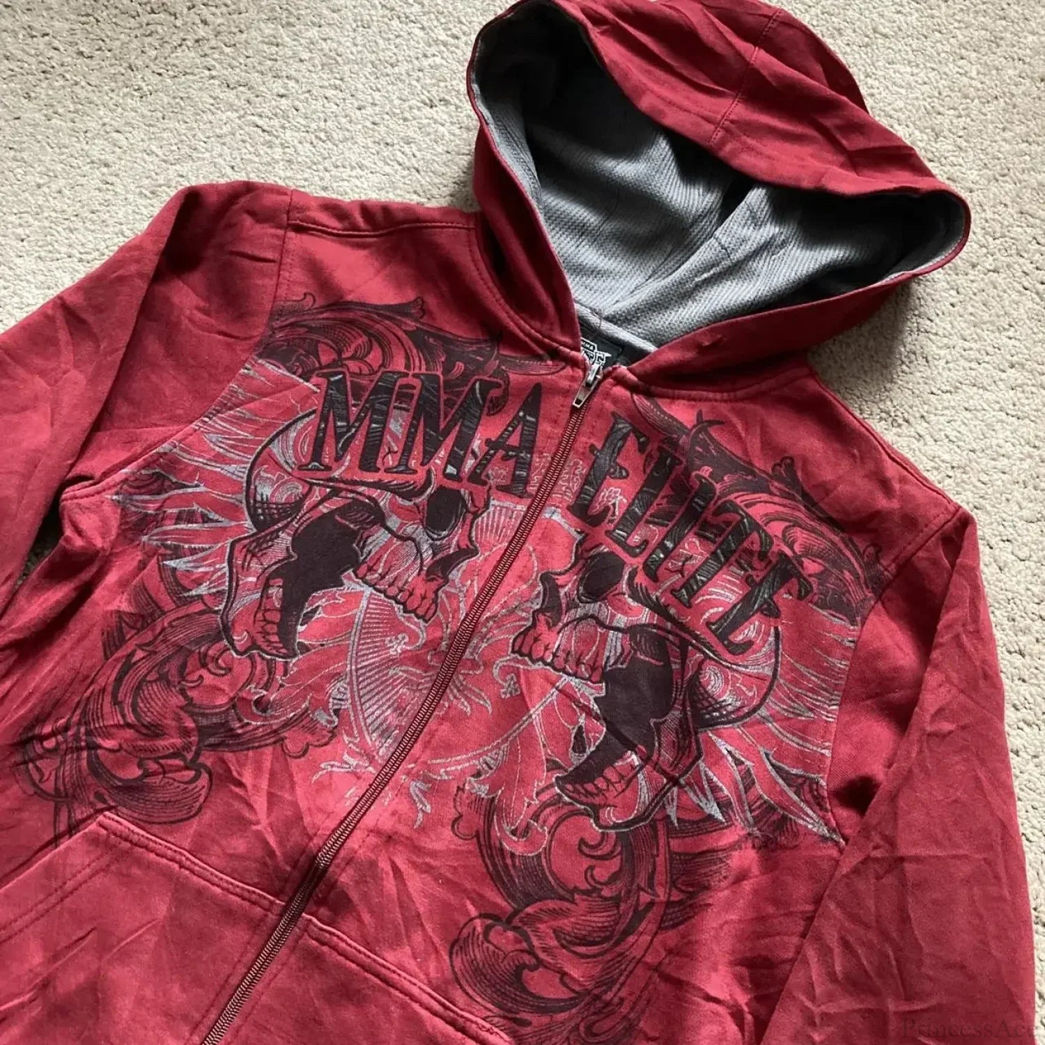 Vintage Skull Wing Zip Up Hoodie image 2