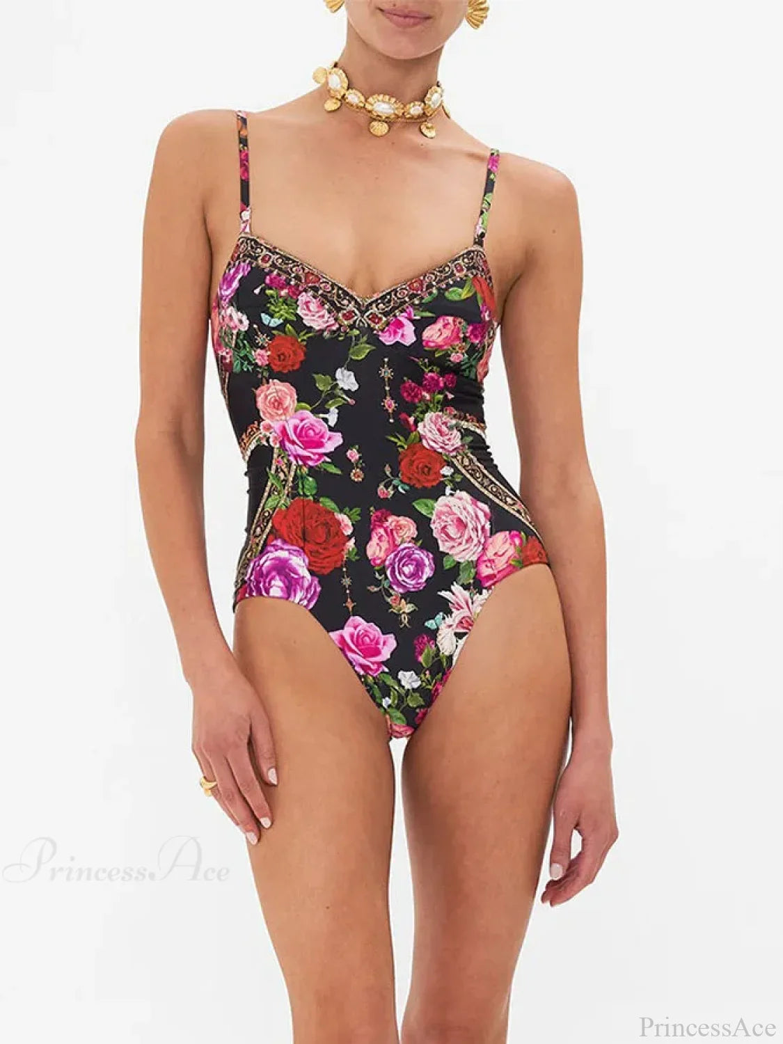 Vintage Sling Print Backless Bikini One Piece image 1