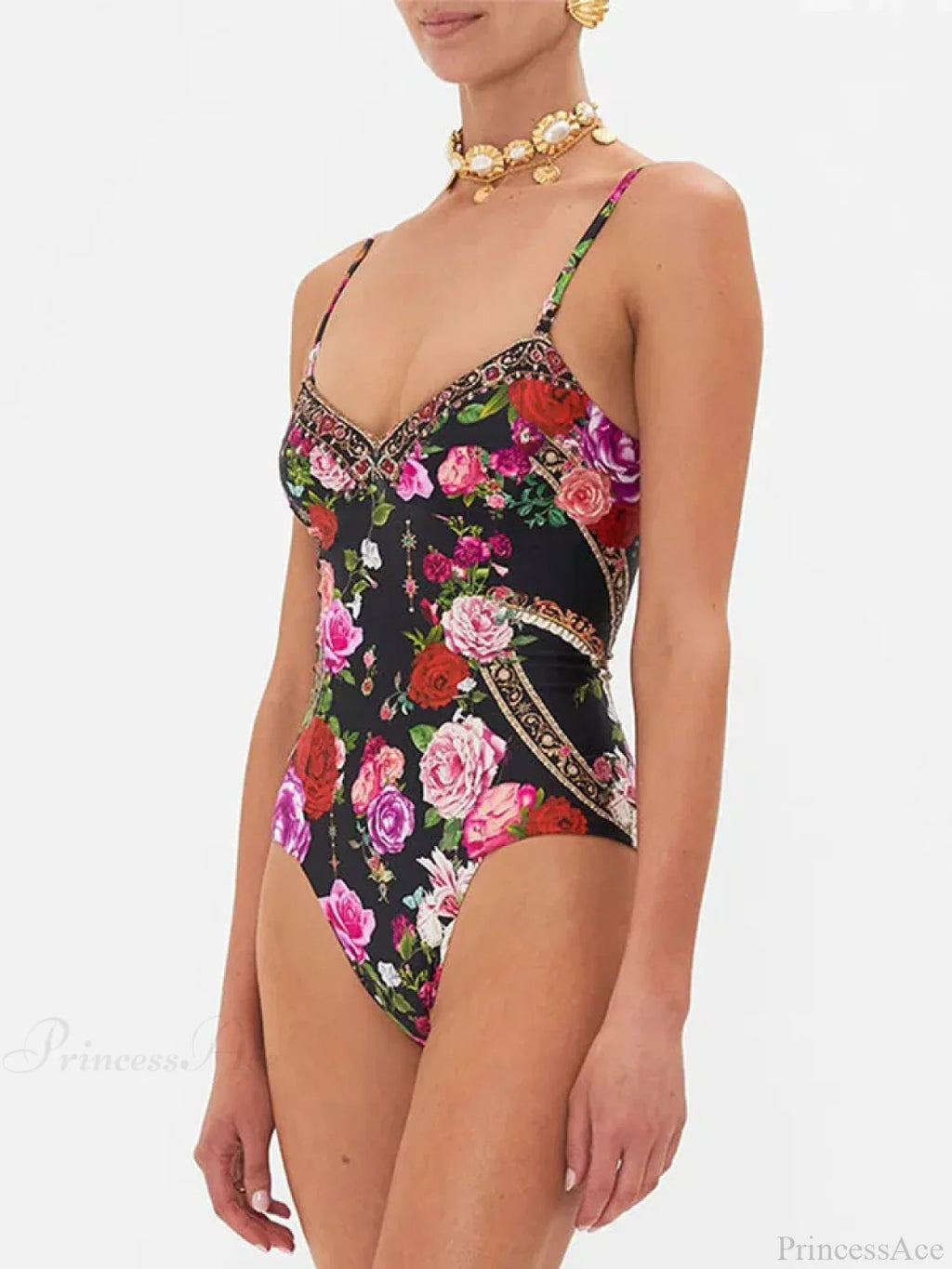 Vintage Sling Print Backless Bikini One Piece image 2