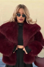 Vintage Solid Color Faux Fur Minimalist Coat image 6