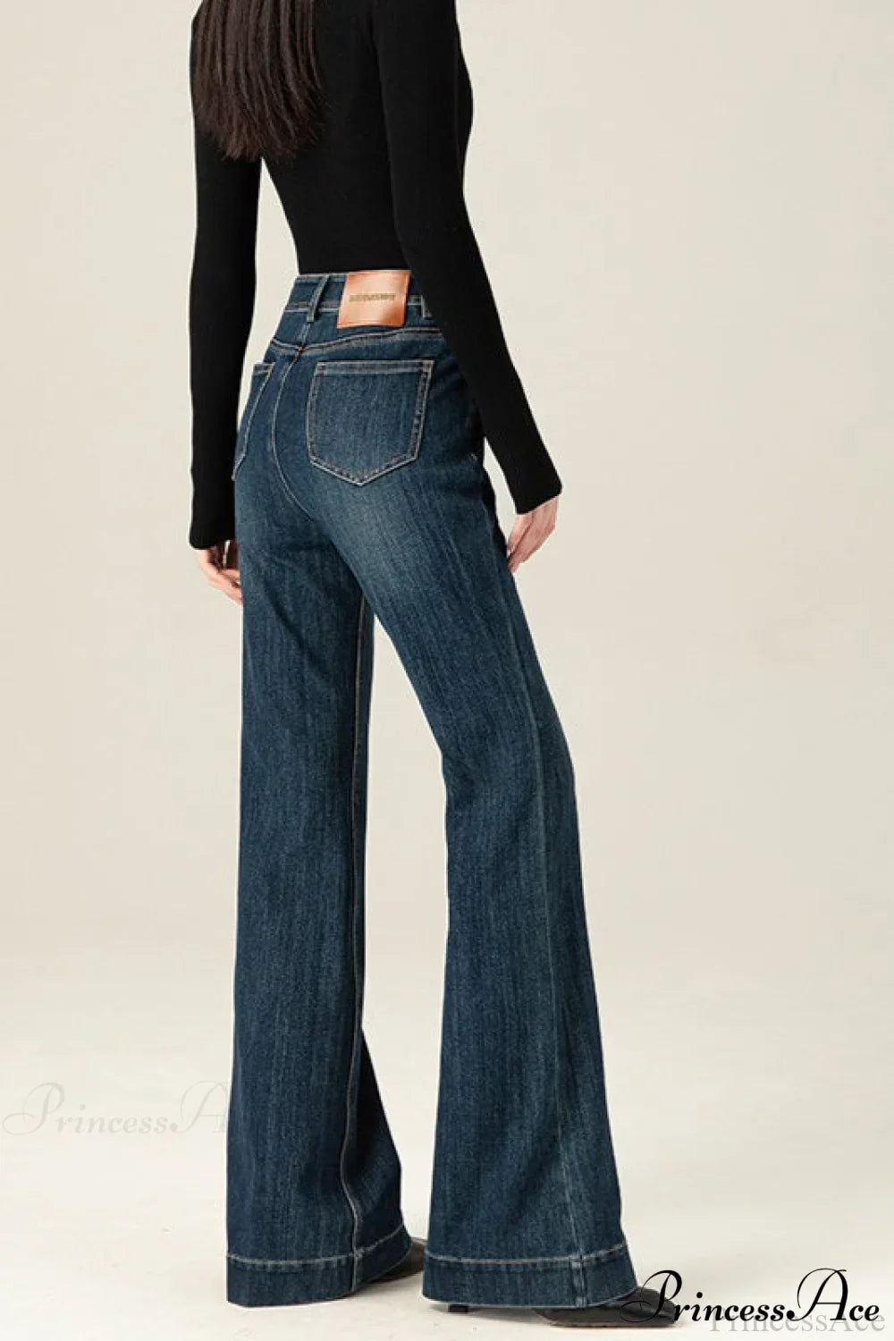 Vintage Solid Color Stretchy Bootcut Jeans image 2
