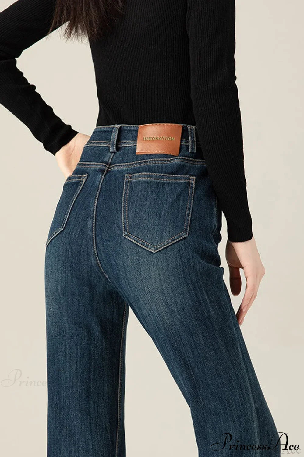 Vintage Solid Color Stretchy Bootcut Jeans image 4