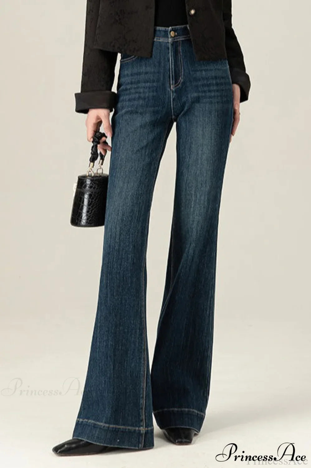 Vintage Solid Color Stretchy Bootcut Jeans image 1