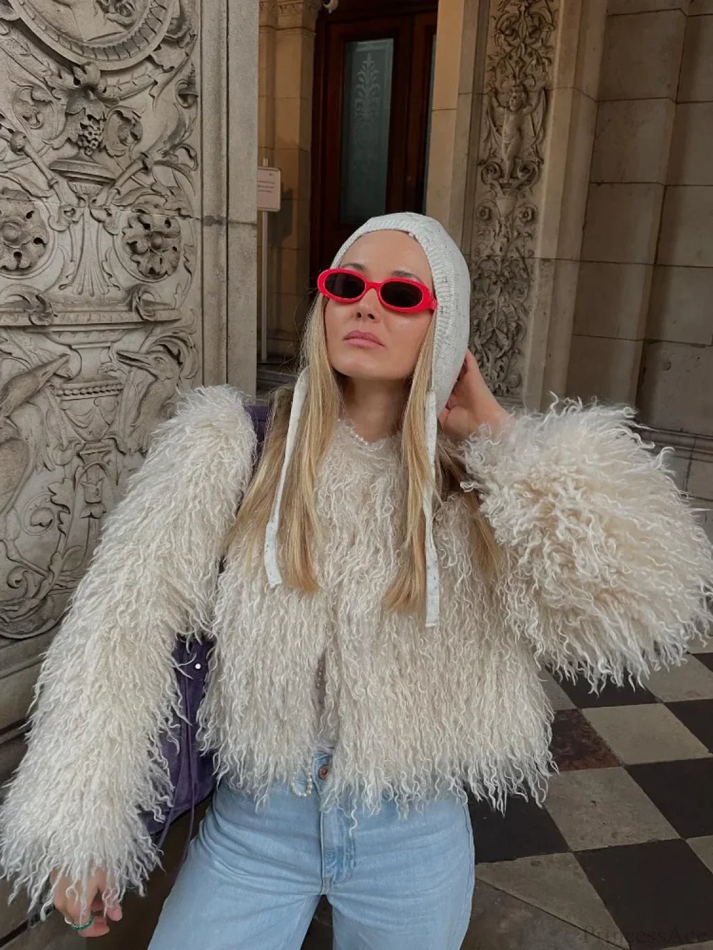 Vintage Solid Plush Fluffy Short Coat image 3