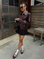 Vintage Solid PU Leather Coat image 4